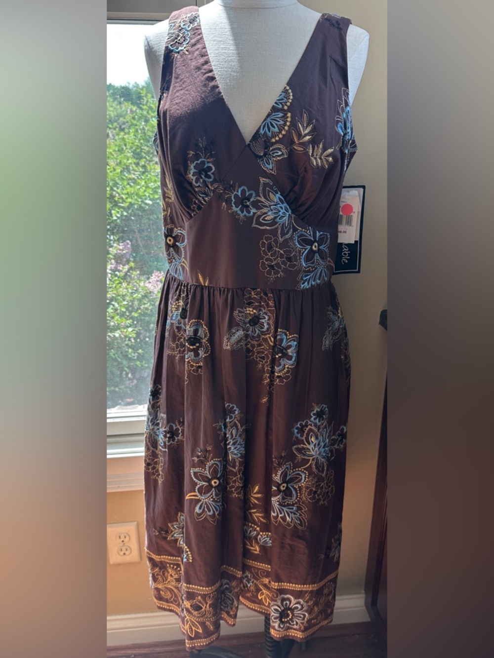 NWT Vintage Sheri Martin Embroidered 100% Cotton‎ Dress